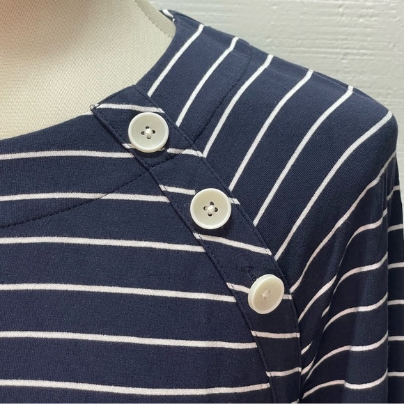 J. Jill Wearever Collection Navy & White Stripe Blouse Top Women's Size S - Picture 4 of 9